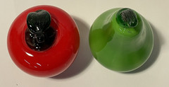 Lot Of 2 Vintage Murano Style Fruits Hand Blown ART Glass Decor PEAR & Apple