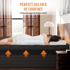 12″ 14″ Gel Memory Foam Mattress Hybrid Spring Twin Full Queen King Bed In A Box