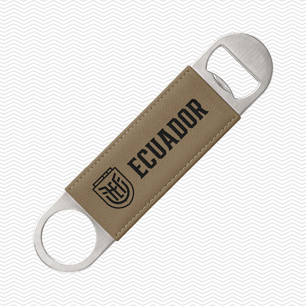Ecuador Laser Engraved Leather Bottle Opener – Stainless Steel Flat Bar