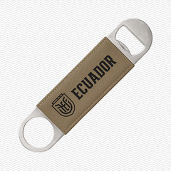 Ecuador Laser Engraved Leather Bottle Opener – Stainless Steel Flat Bar