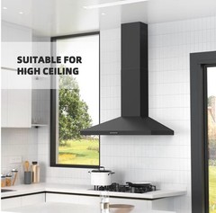 Firegas Black Range Hood Extension Chimney Wall Mount 8.11″W x 6.65″D x 27.55″H