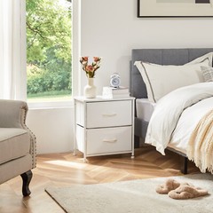 2Pcs Nightstand End Table Side Table with 2 Fabric Drawers Bedside Table Bedroom