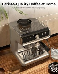 Espresso Machine with Grinder 20 Bar Espresso Coffee Maker Latte w/Milk Frother