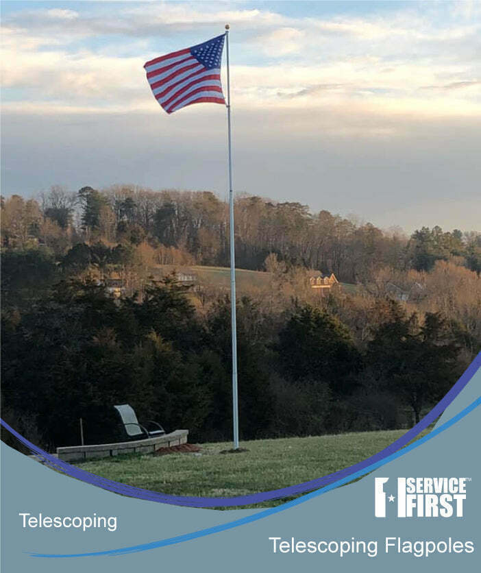 20′ & 25′ Delta Pin-Lock TELESCOPING Flag pole (Silver)