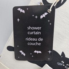 Peri Home Shower Curtain Whispering Cats Halloween Black & White 72 x 72 Anytime