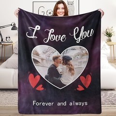 Customized Photo Personalized Valentine’S Day Gift Blanket Flannel Love Design↗