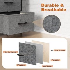 Wood Dresser 9 Fabric Drawer Storage Dresser for Bedroom Chest Storage Tower