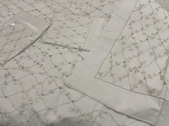 NWT Vietnam 3pc Full Duvet Set 100% Cotton White Embroidery 78”x78”