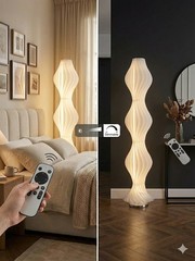 Floor Lamp 65″ Dimmable w/ Remote – Tall White Sculptural Soft Light for Bedroom