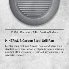 MINERAL B Carbon Steel Grill Pan – 10.25” Diameter – Ideal for Grilling & Bro…