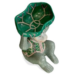US Seller – Porcelain Monkey Chinese Figurine With Lotus Soap Dish