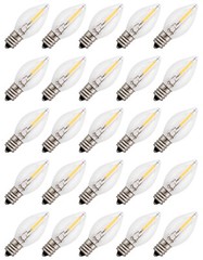 25 LED Replacement Light Bulbs for Night Lights C7 Base, 0.7w, 120v