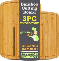 Bamboo Cutting Board Trio with Juice Grooves—Easy Clean & Eco-Conscious