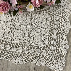 Cotton Crochet Lace Table Runner Rectangle For Dinner Table Handmade Table Cover