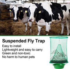 1-200X Ranch Fly Trap Reusable Hanging Fly Traps Outdoor Flay Catcher Cage Net