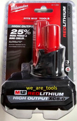 (2) NEW IN PACKAGE Milwaukee M12 48-11-2450 5.0 AH Batteries High Output 12 Volt
