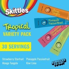 Skittles Zero Sugar Powdered Drink Mix Tropical 30 Variety Pack | UK Seller