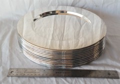 Vtg Set of (12) Silver plated Charger Plates 11 5/8″ diameter (READ)