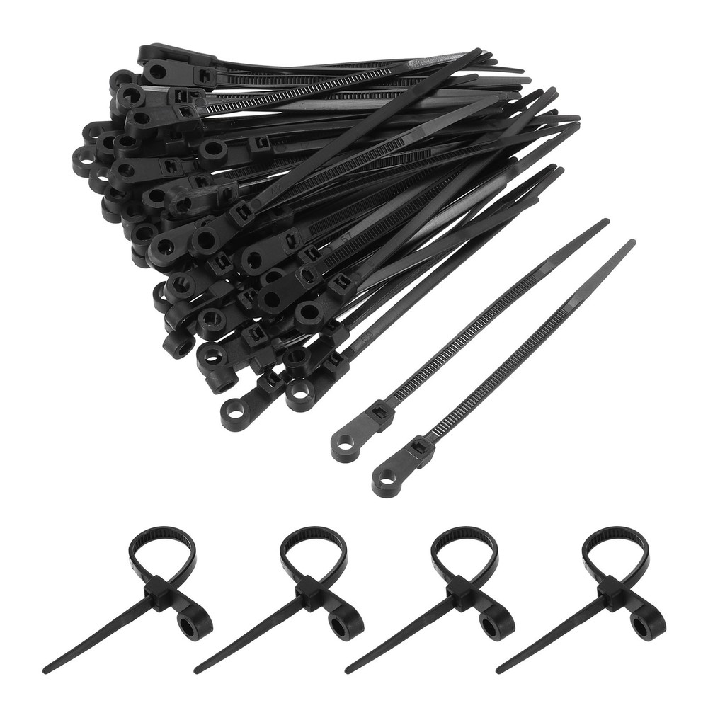 500Pcs 4 Inch 40 Lbs Mount Head Cable Zip Ties Self-Locking Nylon Zip Black