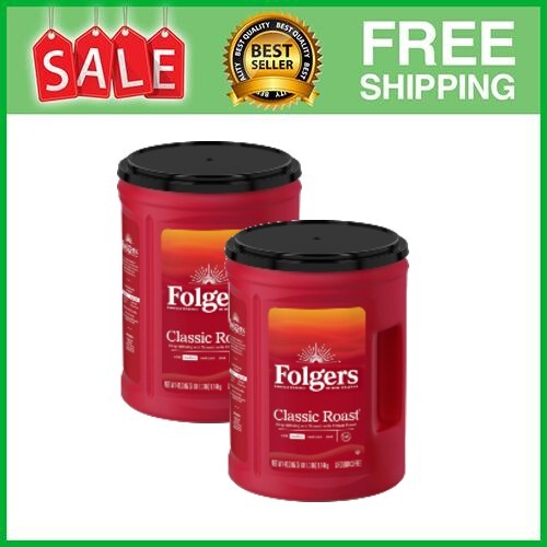 (2 pack) Folgers Classic Roast Ground Coffee, Medium Roast, 40.3 oz Canister