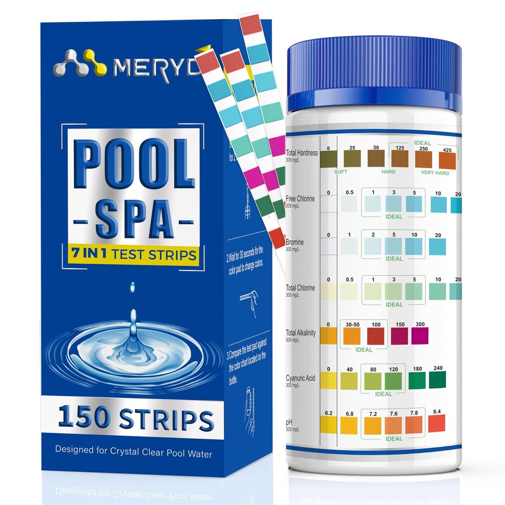 150 Strips 7 Way Pool and Hot Tub Test Strips Water Quality Testing Kit