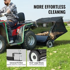 50″ Tow Behind Lawn Sweeper 26 Cu. Ft. Leaf & Grass Collector Adjustable Height