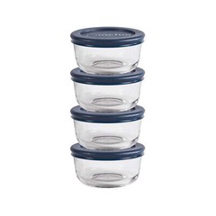 Glass Food Storage Containers with Lids, 1 Cup Round, Set of 4