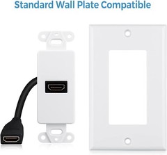2-Pack 1-Port HDMI Wall Plate in White (4K UHD, ARC, and Ethernet Pass-Thru Supp