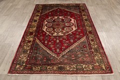 Red Traditional Geometric Area Rug 4×6 Hand-knotted Wool Carpet for Any Room