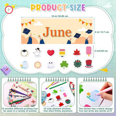 24 Pcs Holiday 12 Months of The Year Headers Monthly Headliners Set with 12 C…