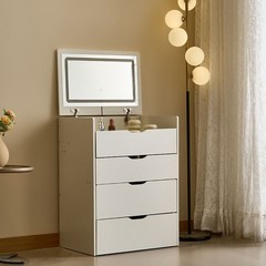 3 – in – 1 Vanity Desk with Mirror And Lights, Small Vanity Desk Set with