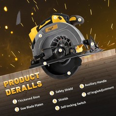 7-1/4″ Cordless circular saw compatible FOR DEWALT 20V MAX battery(NO battery )