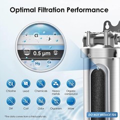 Waterdrop BS08 Under Sink Water Filter, Stainless Steel, 1 Year Lifetime