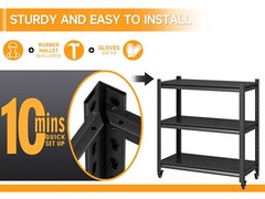 3-Tier Heavy Duty Metal Shelving Unit Garage Shelves Utility Rack Adjustable