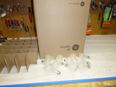 Full case of 120 brand new GE 75w rough service light bulbs