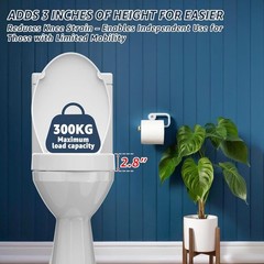 Raised Elongated Toilet Seat 18.5 for Seniors – Soft Close – Sturdy