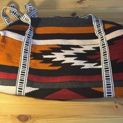 100%Wool Ecuador Duffel Bird/Tribal Pattern