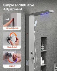 VEVOR Shower Panel Tower System Stainless Steel Column Rainfall Waterfall Head