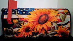 Magnetic Patriotic Flag Sunflower Mailbox Cover – July 4th/anytime ( 21″ x 18″)