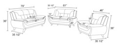 NEW Black 3PC Sofa Loveseat Chair Leather Gel Contemporary Modern Living Room