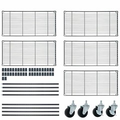 2PCS 5-Tier Shelves Wire Unit Rack Large Space Storage Rolling with 8 Casters