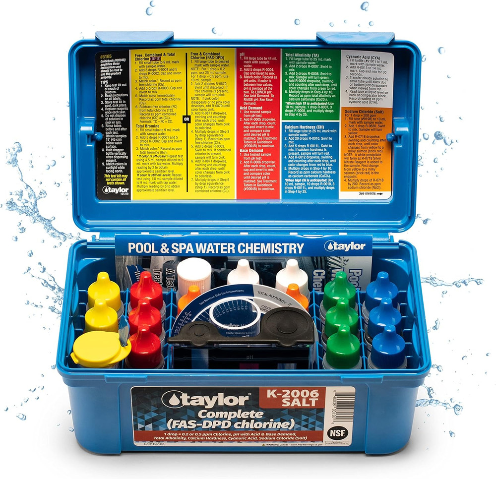 K-2006-SALT FAS-DPD, 9-In-1 Pool & Spa Test Kit, Free & Combined Chlorine, Ph, A