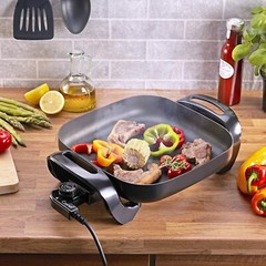 Black 12” Electric Skillet Glass Cover Home Kitchen Cooking Non Stick Fry Cook