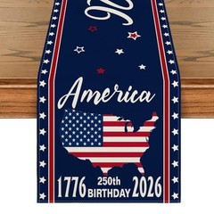 United States America 250th Flag Table Runner, with Honor and Respect