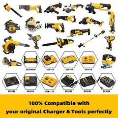 6x 8.0AH For DeWalt 20V 20 Volt Max Lithium Ion Battery DCB206-2 DCB205-2 DCB200