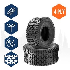 Set 4 15×6.00-6 20×8.00-8 Turf Lawn Mower Tires 15x6x6 Front 20x8x8 Rear 4 Ply