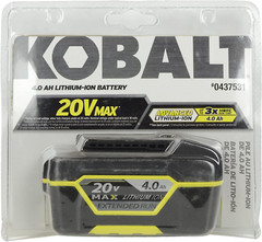 KOBALT #0437531 20V MAX LITHIUM-ION 4.0Ah up to 3X RUN BATTERY