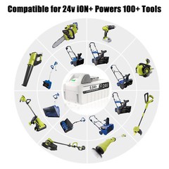 6.0Ah 24V Battery Compatible with Sun Joe+Snow Joe 24VBAT-LTE/LTW with Charger