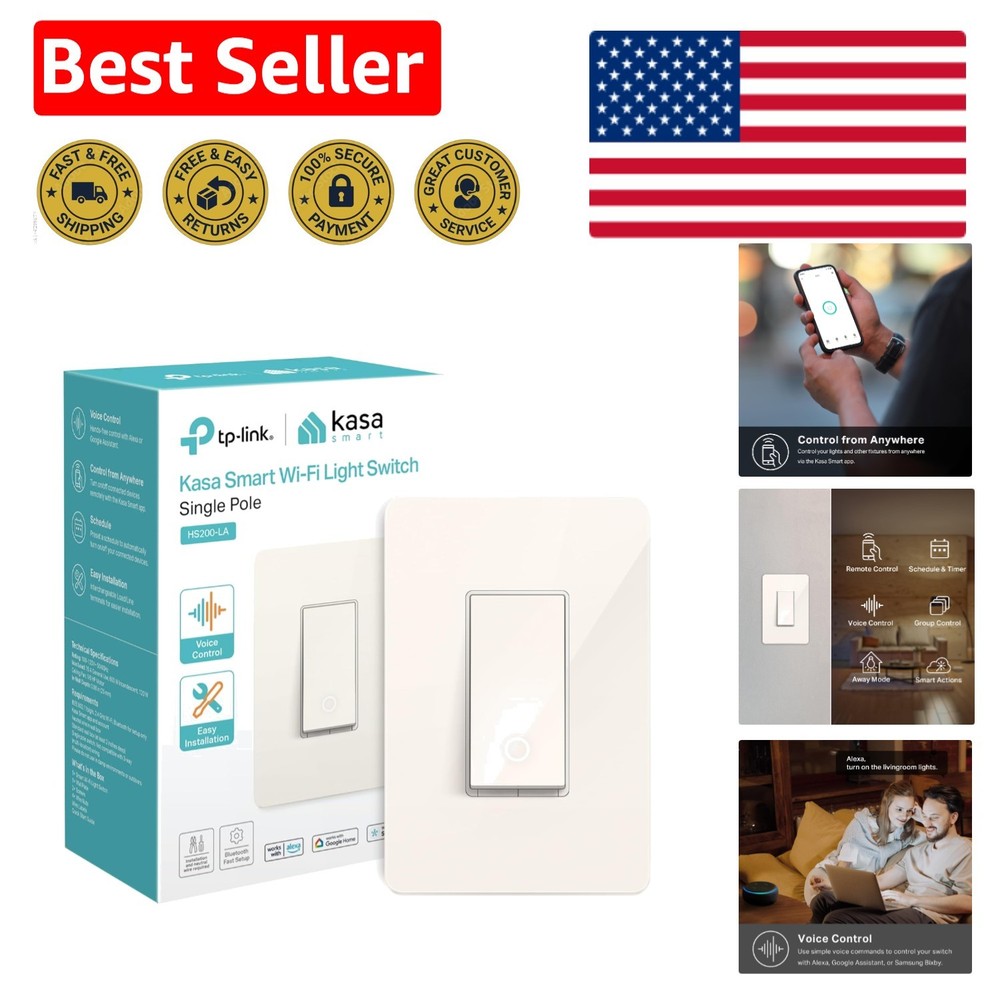 Compact Light Almond Smart Light Switch – Voice Control with Alexa & Google