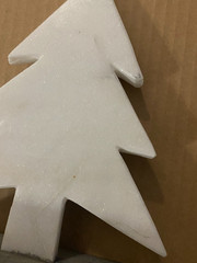 LOT OF 4 CHRISTMAS TREE SHAPED WOOD & MARBLE STOCKING HOLDERS 10.25″ TALL